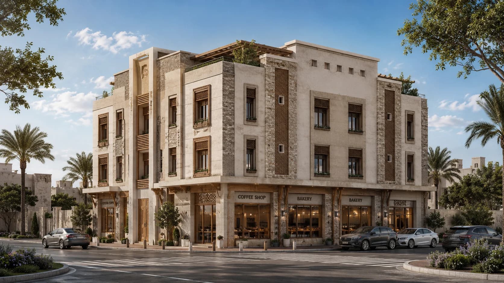 المدينة انتقالي — مبنى سكني بإضاءة نهارية