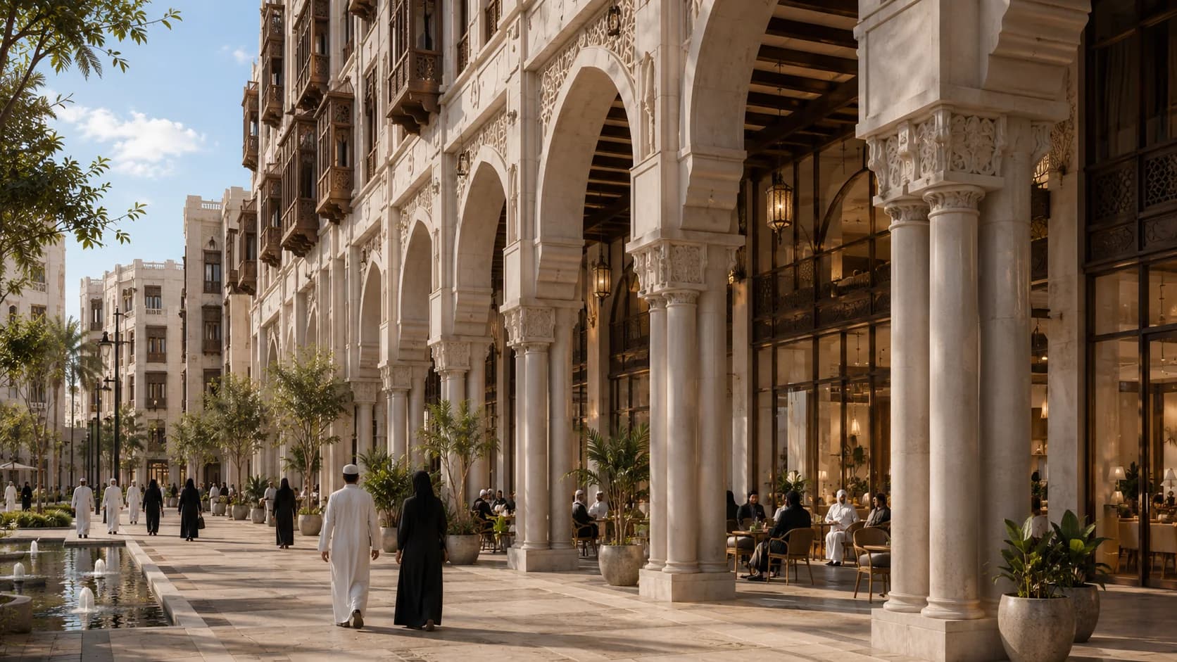 مكة تقليدي — منظر رواق مظلل