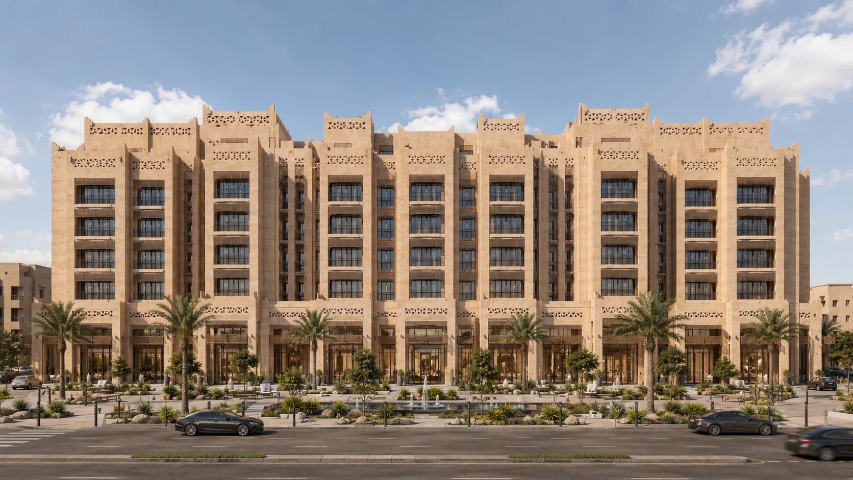 نجدي انتقالي — واجهة معمارية أمامية